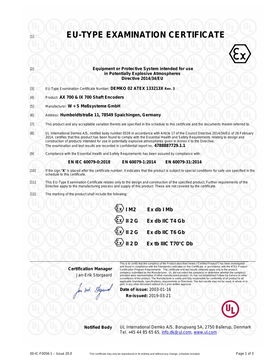 DEMKO 02 ATEX 133213X Rev. 3 Directive 2014/34/EU For incremental and absolute rotary encoders, Type AX700 & IX700