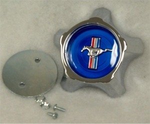 1967 Style Steel Wheel Center Cap Assembly Blue Center Emblem WHE-067-137