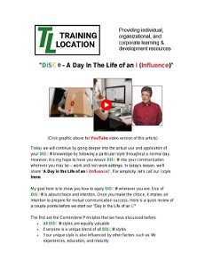 "DiSC® - A Day In The Life of an i (Influence)"