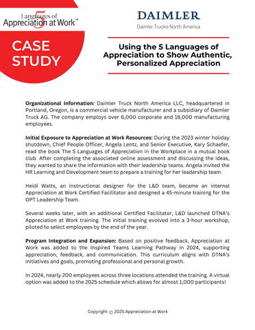 Appreciation at Work/Daimler CASE STUDY
