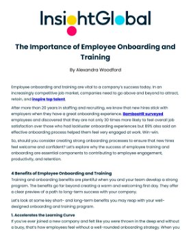 The Importance of Employee Onboarding and Training