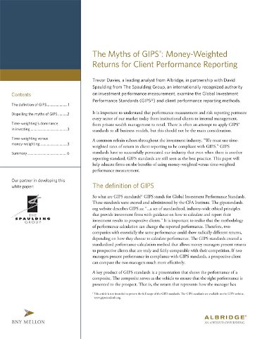 The Myths of GIPS®: Money-Weighted Returns for Client Performance Reporting