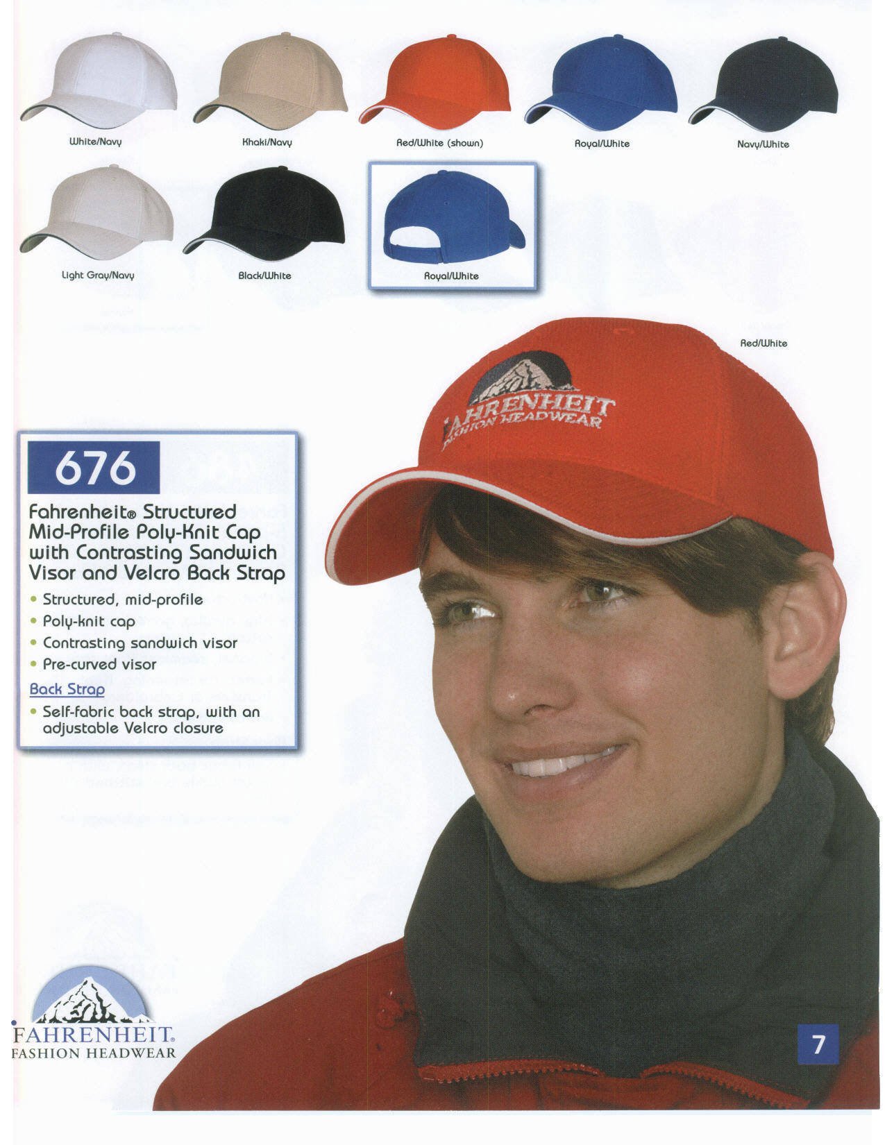 Fahrenheit Structured MId Profile Poly Knit Cap with contrasting Sandwich visor