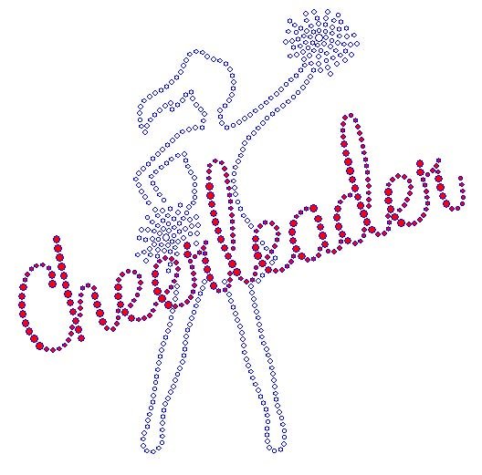 Cheerleader with Pom Pom Rhinestone Transfer