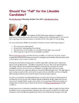 Should You "Fall" for the Likeable Candidate?
