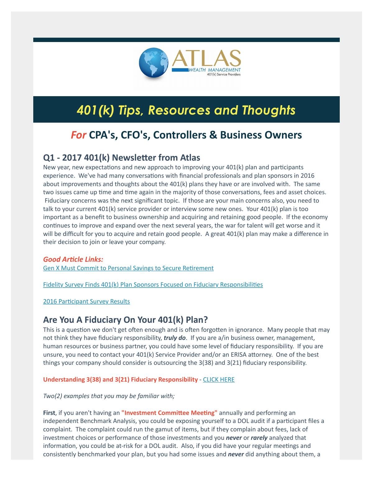 Atlas 401(k) Newsletter Q1 2017