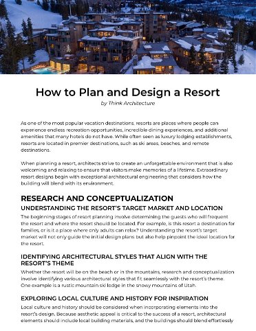 How to plan and design a resort