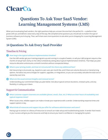14 Questions To Ask Your SaaS Vendor: Learning Management Systems (LMS)