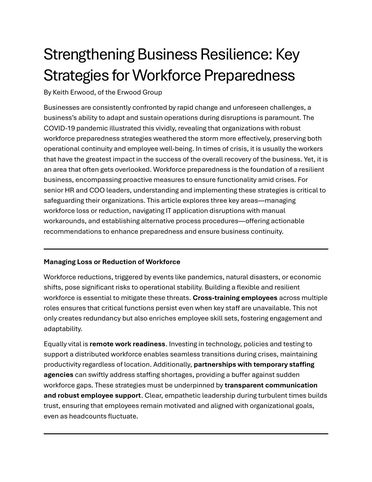 Strengthening Business Resilience: Key Strategies for Workforce Preparedness