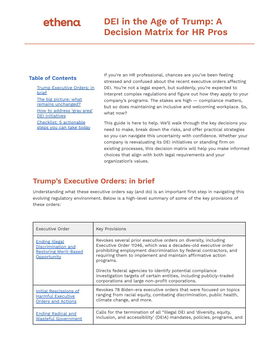 DEI during the Trump Administration: A Human Resources Decision Matrix