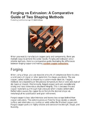 Forging vs Extrusion: A Comparative Guide of Two Shaping Methods