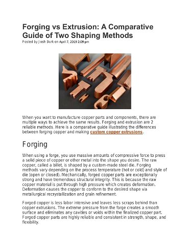 Forging vs Extrusion: A Comparative Guide of Two Shaping Methods