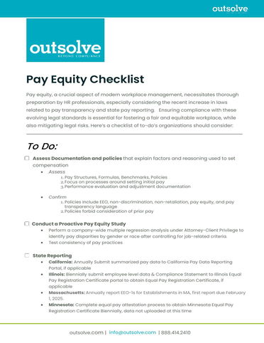 Pay Equity Checklist for HR - Easy to Follow