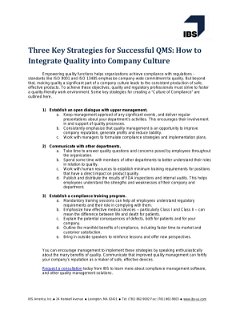Three Key Strategies for Successful QMS: How to Integrate Quality into Company Culture