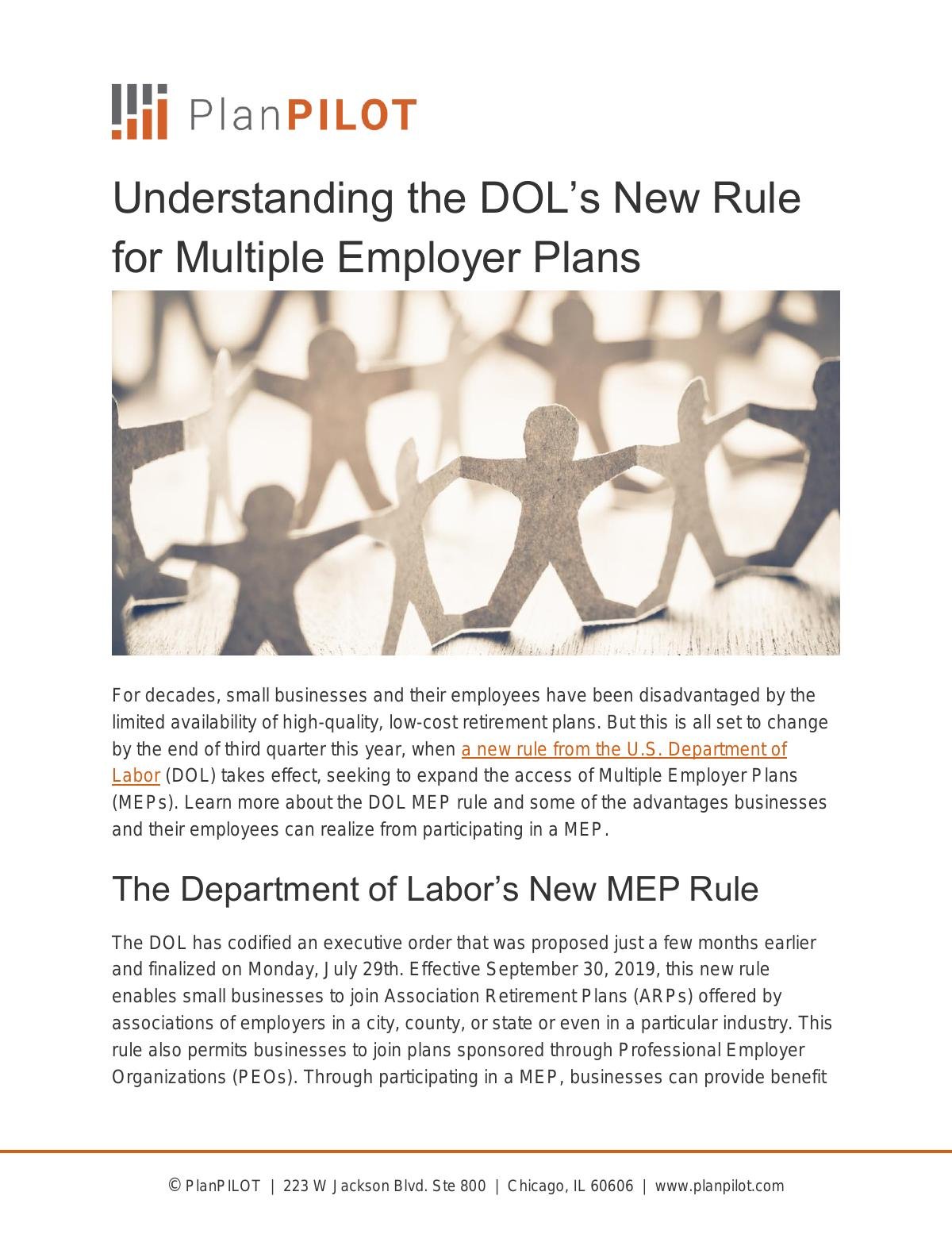 Understanding the DOL’s New Rule for Multiple Employer Plans
