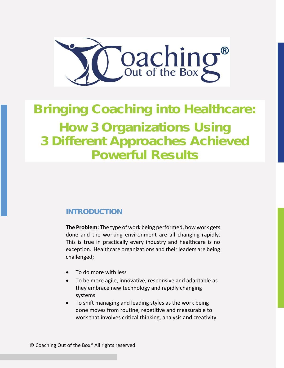 Bringing Coaching to Healthcare Organizations