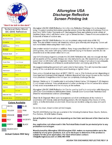 Allureglow USA Discharge Reflective Screen Printing Ink