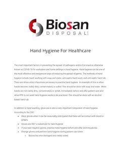 Hand Hygiene For Healthcare