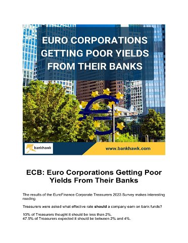 ECB: Euro Corporations Getting Poor Yields From Their Banks