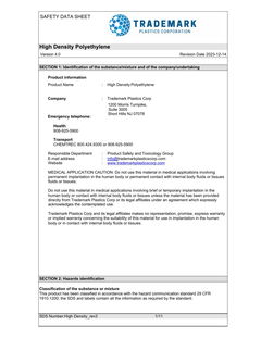 Safety Data Sheet HDPE