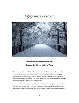 From Hibernation to Inspiration: Beating the Winter Blahs at work