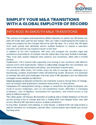 Simplify Your M&A Transitions with a Global Employer of Record