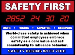 Standard 4 Digit Count-Up Safety Sign (9999 days) with remote