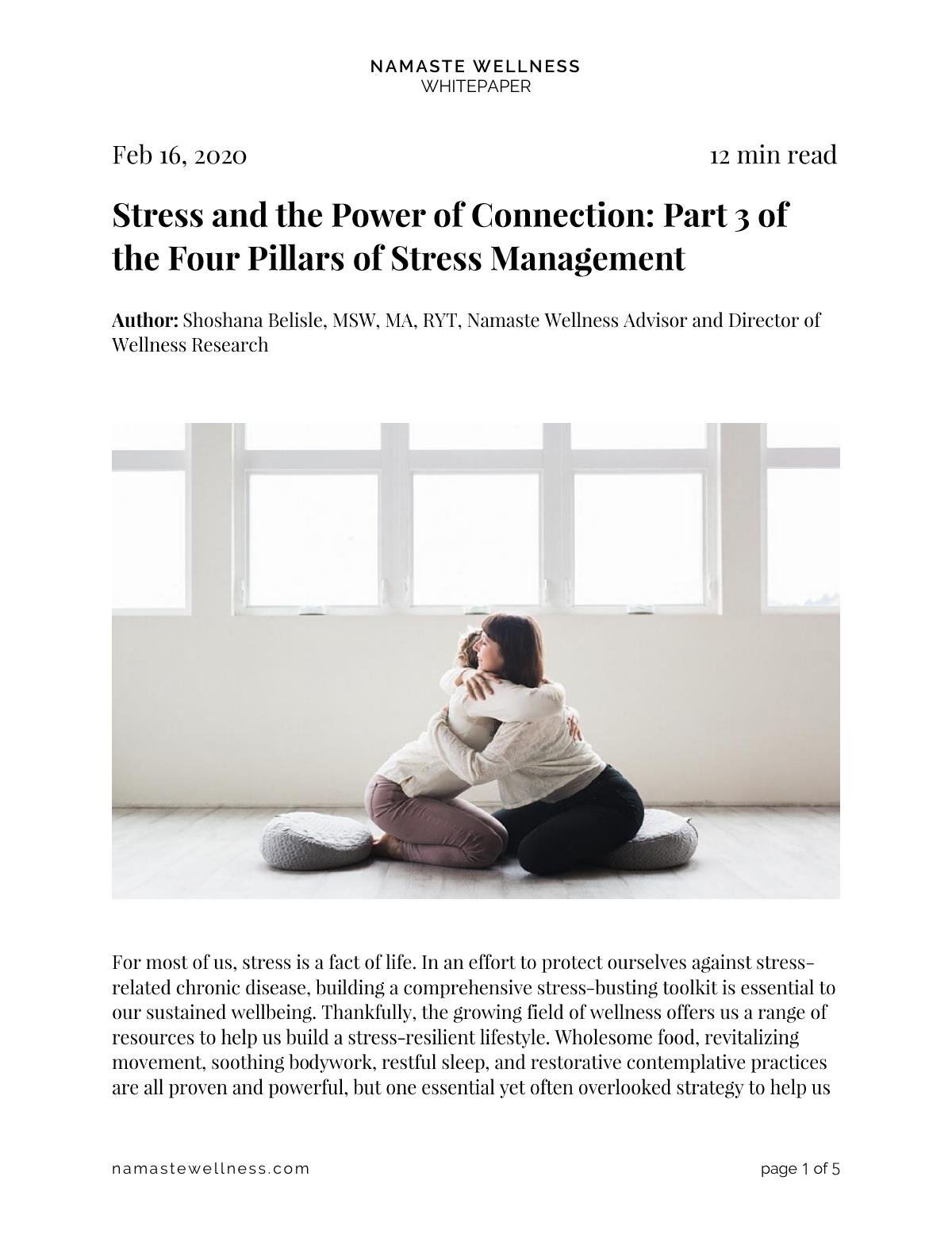 Part 3 of the Four Pillars of Stress Management - Connection
