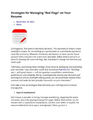Strategies for Managing “Red Flags” on Your Resume