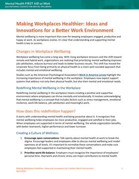 Making Workplaces Healthier: Ideas and Innovations for a Better Work Environment