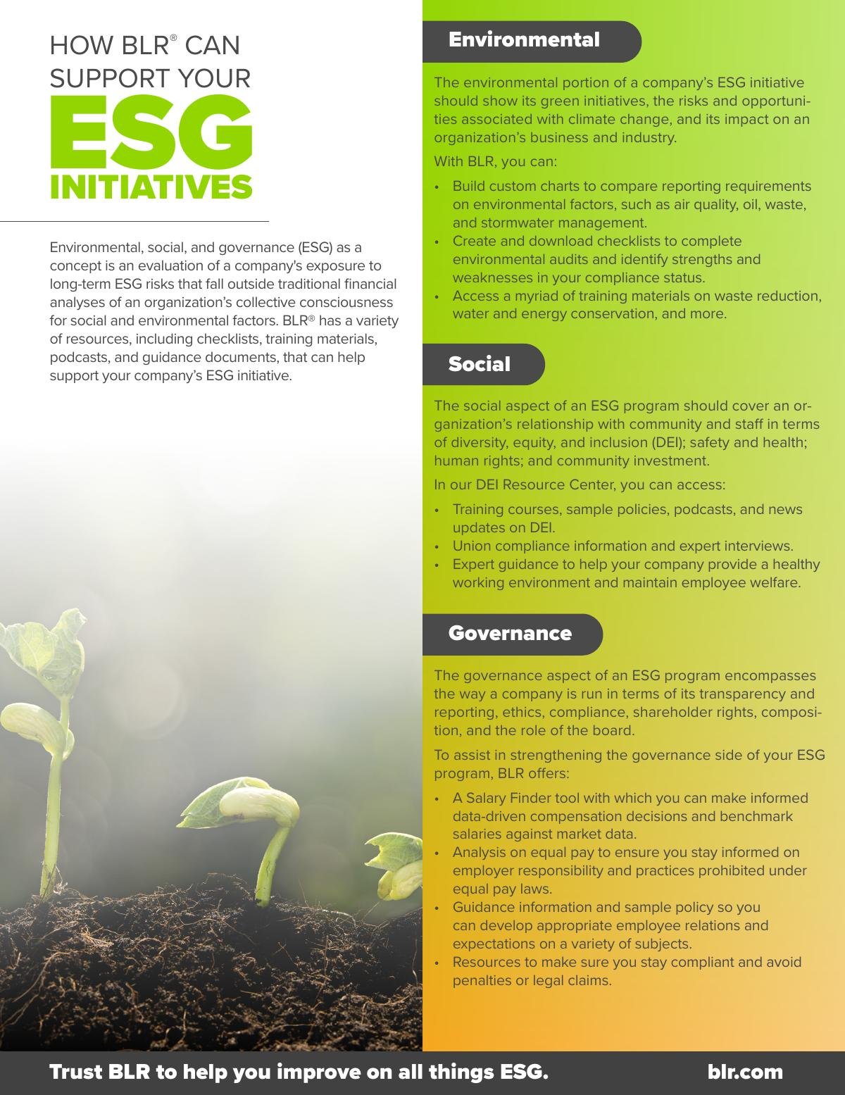 How BLR® Can Support your ESG initiatives 
