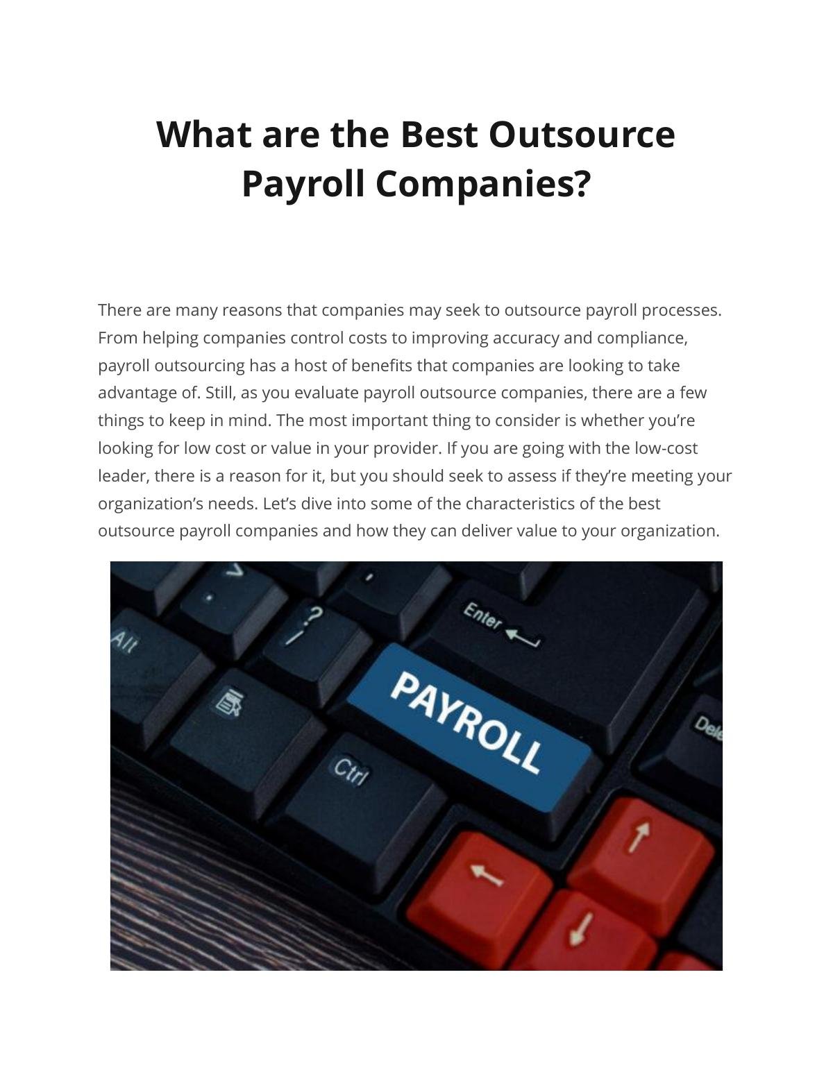 What are the Best Outsource Payroll Companies?
