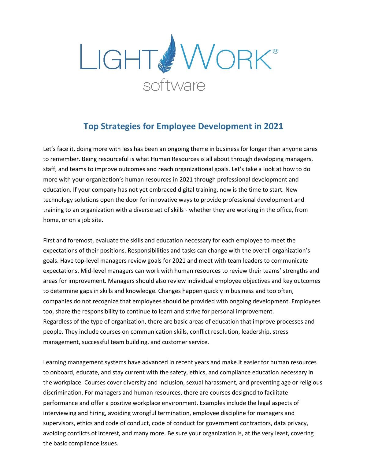 Top Strategies for Employee Development in 2021