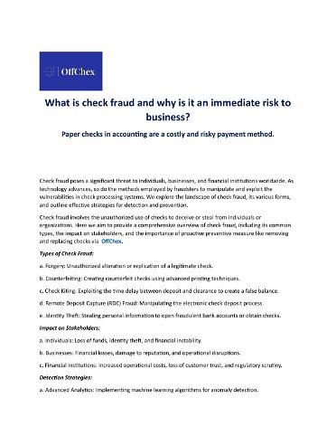 Check Fraud - A Hidden Threat to Business 