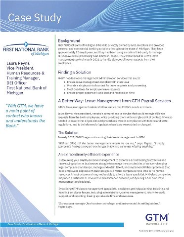 Case Study: Leave Management for First National Bank of Michigan