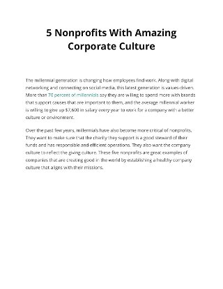 5 Nonprofits With Amazing Corporate Culture 