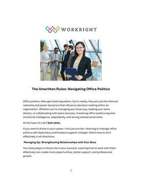 The Unwritten Rules: Navigating Office Politics