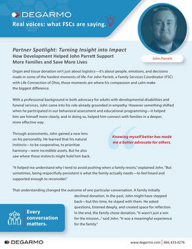 DeGarmo Partner Spotlight: Turning Insight into Impact  How Development Helped John Parrett Support  More Families and Save More Lives