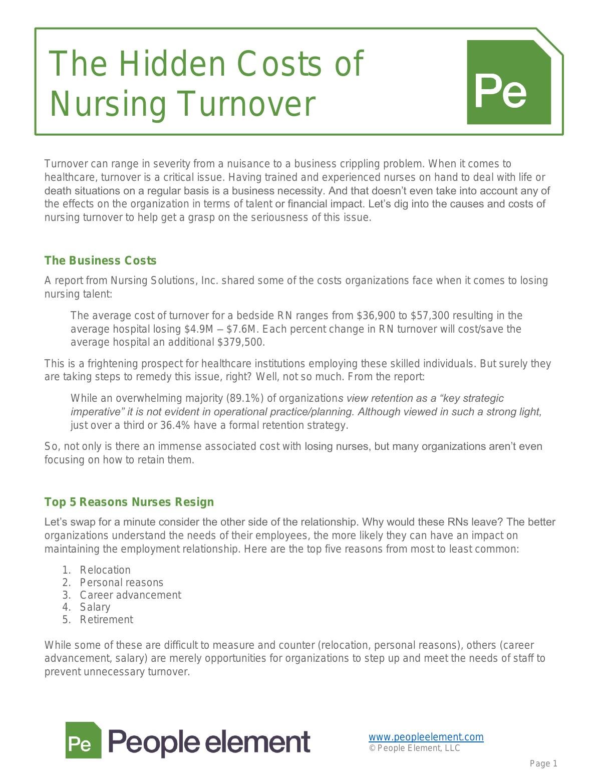 The Hidden Costs of Nursing Turnover