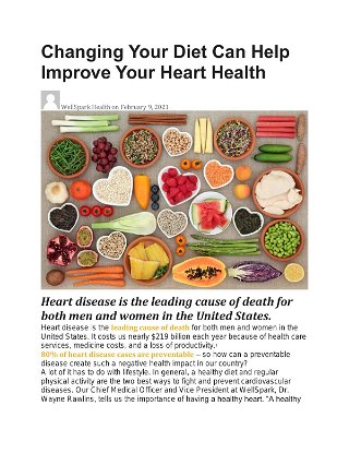 Changing Your Diet Can Help Improve Your Heart Health