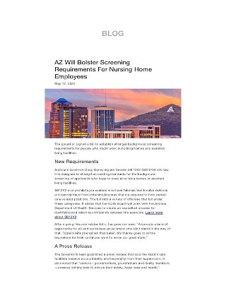 AZ Will Bolster Screening Requirements For Nursing Home Employees - Backgrounds Online BLOG