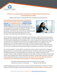Parents are a Missing Piece in Solving Our Pediatric Mental Health Crisis  And Employers Can Help