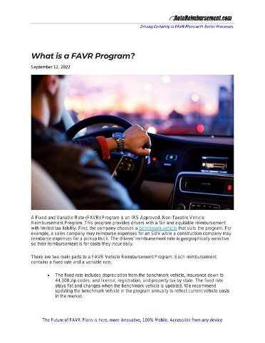 What is a FAVR Vehicle Reimbursement Program? 