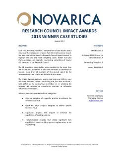 Novarica Research Council Impact Awards 2013 Winner Case Studies
