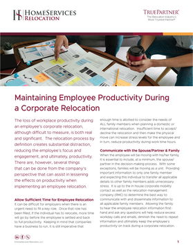 Maintaining Employee Productivity During  a Corporate Relocation