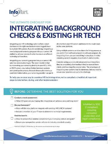 Ultimate Checklist for Integrating Background Checks & Existing HR Tech