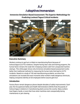 Immersive Simulation-Based Assessment: The Superior Methodology for Predicting Lockout/Tagout Critical Incidents