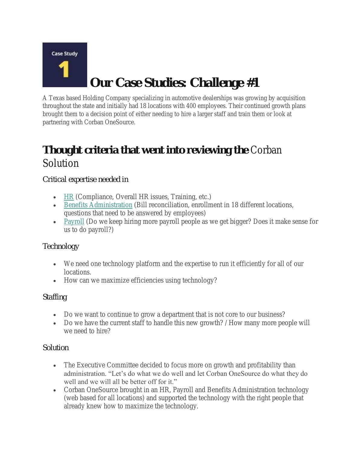 Our Case Studies: Challenge #1