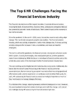 The Top 6 HR Challenges Facing the Financial Services Industry 