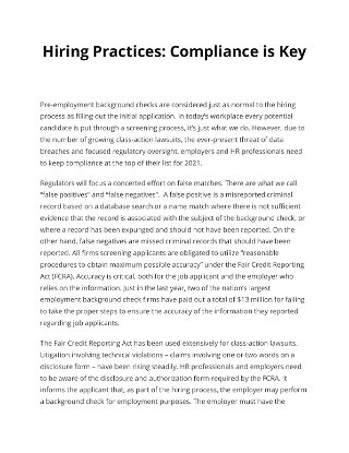 Hiring Practices: Compliance is Key 
